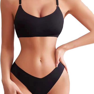 Bra and Panty Sets for Women Seamless Bralettes Lingerie Sexy Sets Comfortable Sports V Neck Bras Panty Thongs Sets
