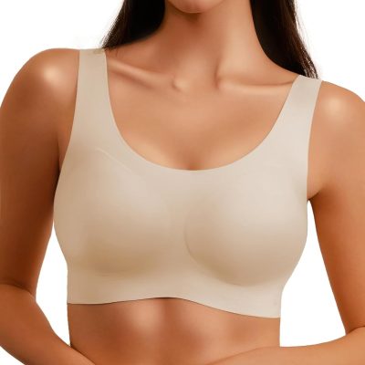 Seamless Bras for Women Full Coverage Wireless Widen Straps & Side, Comfortable Breathable Smooth Pull On Bras