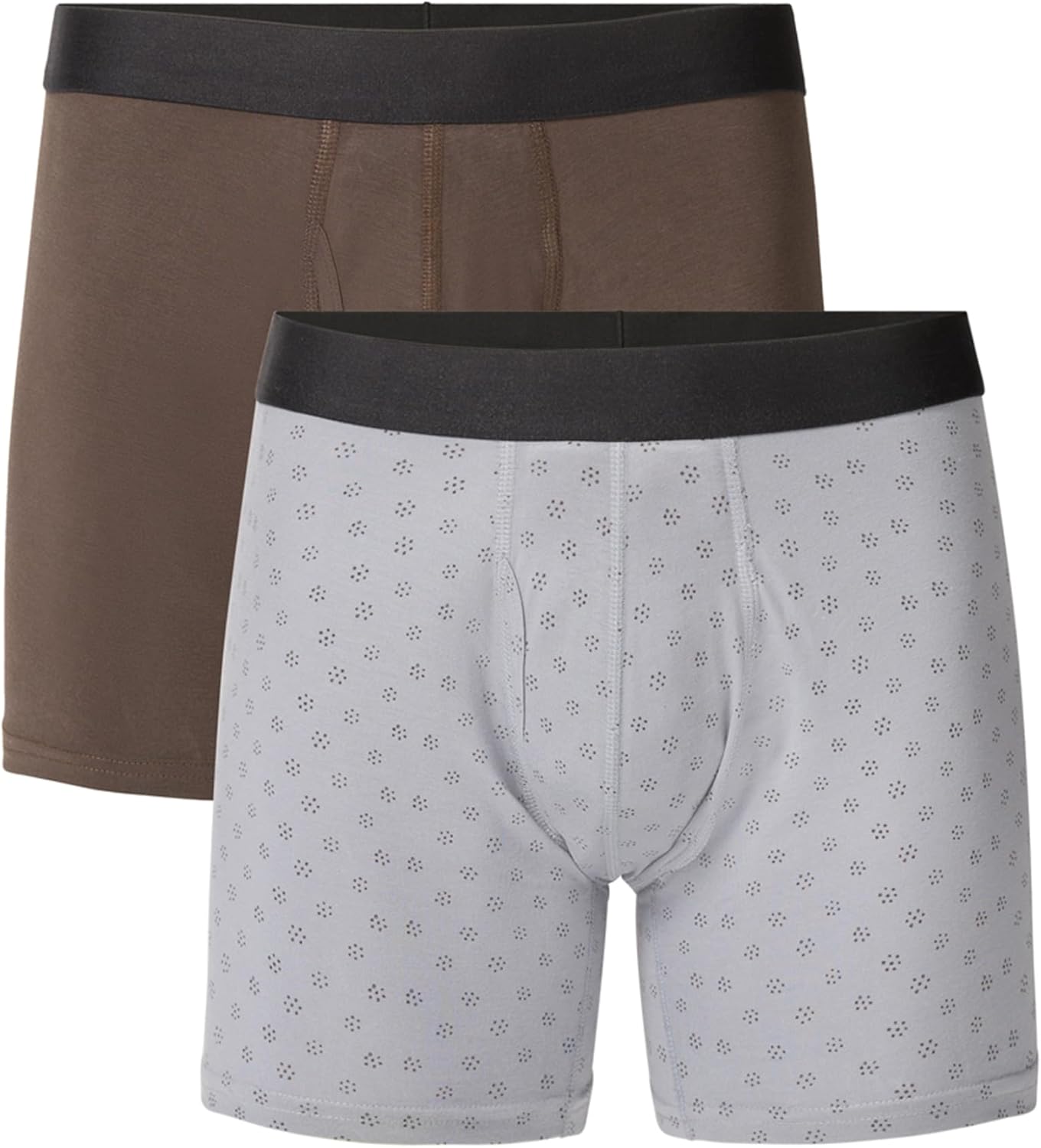 Men's Organic Cotton Underwear Boxer Briefs, Breathable Underpants with Vertical Fly, 2 Pack