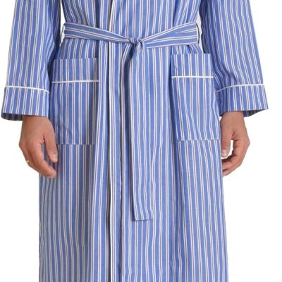 Men's Woven Cotton Robe Long Sleeves Bathrobe