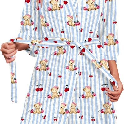 Robes for Women Waffle Knit Bathrobe Soft Lightweight Knee Length Loungewear S-XXL